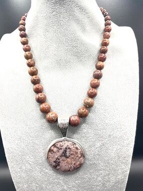 Jay King DTR Sterling and Jasper Beaded Necklace & Enhancer Pendant Set